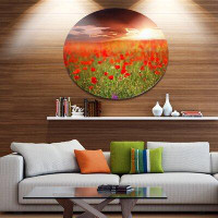 Design Art 'Wild Poppy Flowers At Cloudy Sunset' Photographic Print on Metal
