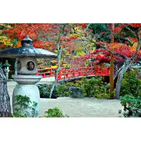 Winston Porter Lantern, Bridge And Autumn Colours In Miyajima Japan