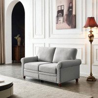 Winston Porter Linen Fabric Upholstery With Storage Loveseat