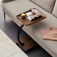Ebern Designs Modern C Shaped End Table With Wheels - Versatile, Sturdy, And Convenient - Perfect For Small Spaces