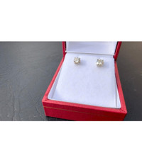 #468 - .67 Carat Natural Diamond, 14k White Gold Screwback Stud Earrings - NEW