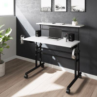 Inbox Zero Ladestiny 35.22'' Desk with Height Adjustable Desktop and Moveable Shelf