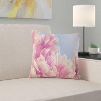 East Urban Home Floral Magnolia Flowers on Sky Background Pillow