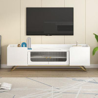 Latitude Run® Sleek Design TV Stand with Fluted Glass