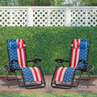 Arlmont & Co. Zero Gravity Chair Patio Folding Lawn Outdoor Lounge Camp Reclining Chair For Poolside