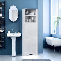 Wildon Home® Elegant Triangular Corner Bathroom Cabinet with Adjustable Shelves