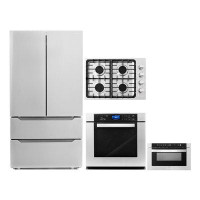 Cosmo 4 Piece Kitchen Package 30" Gas Cooktop 30" Single Electric Wall Oven 24" Built-in Microwave Drawer & Energy Star