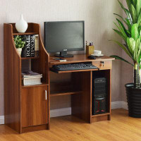 Latitude Run® Bureau d'ordinateur en bois avec armoire de rangement et tiroir