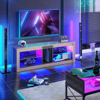 Rubbermaid Entertainment Centre LED Gaming TV Stand For 55+ Inch TV Adjustable Glass Shelves 22 Dynamic RGB Modes TV Cab