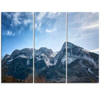 Design Art Winter Mountains with Sun Flare - 3 Piece Graphic Art on Wrapped Canvas Set