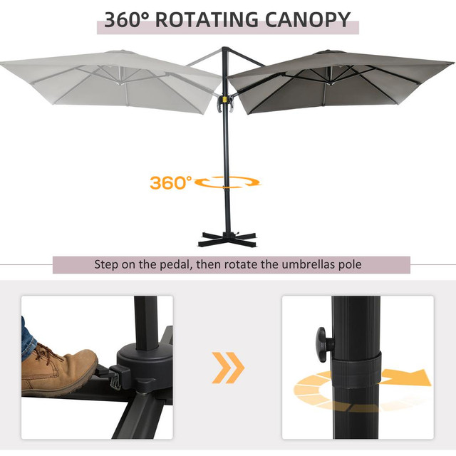 Patio Offset Umbrella 8' x 8' x 8' Light Grey in Patio & Garden Furniture - Image 4