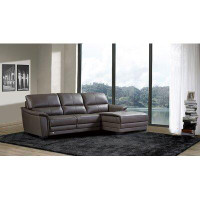 Wrought Studio EK-L046 Taupe Italian Leather Sectional - Left Facing Chaise