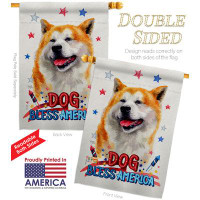 Breeze Decor Patriotic Akita Flags Set Dog Animals 28 X40 Inches Double-Sided Decorative House Decoration Yard Banner