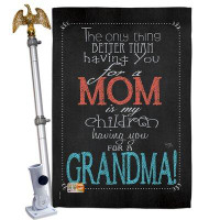 Breeze Decor Mom Grandma - Impressions Decorative Aluminum Pole & Bracket House Flag Set HS115123-BO-02