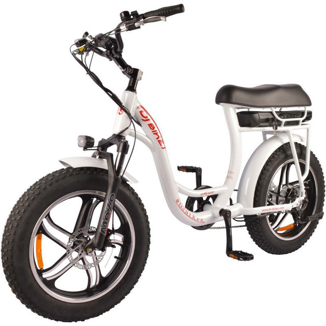 Sale! DJ Super Bike Step Thru 500W 48V 13Ah Power Electric Bicycle, Pearl White, LED Light, Suspension Fork and Shimano in eBike