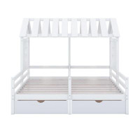Harper Orchard Aishvi Twin Size House Platform Beds with Two Drawers Shared Beds