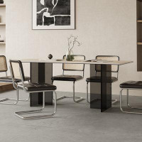 Orren Ellis Italian Retro Minimalist Rectangular Dining Table And Chair Combination