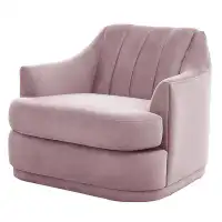 Everly Quinn Chic Home Hikeem Club Chair Velvet Upholstered Single Cushion Seat Vertical Channel Quilted Back Platform B