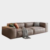 PULOSK 102.33" Brown Cloth Modular Sofa cushion couch
