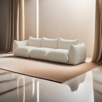 PULOSK 102.33" White Velvet Modular Sofa cushion couch