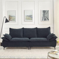 hanada Modern Velvet 3-Seater Sofa with Two Pillows