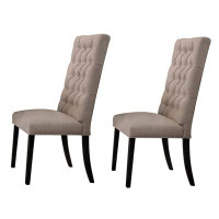 Wildon Home® Wetherly Tan And Vintage Black Tufted Parson Chairs