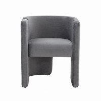 Lux Comfort 28x 24 x 24.5_24" Grey Velvet Asymmetrical Base Arm Chair