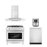 Cosmo 4 Pieces Kitchen Package with 36" Wall Mount Gas Range