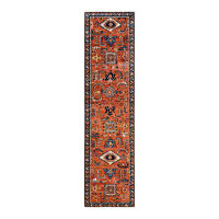 Isabelline Joep One-of-a-Kind Hand-Knotted New Age 2'8" x 10'2" Runner Wool Area Rug in Orange/Blue/Beige