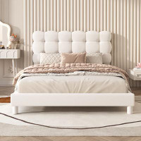Mercer41 Queen Size Upholstered Platform Bed With Soft Headboard