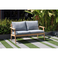 AllModern Tempo 58'' Wide Outdoor Teak Loveseat with Cushions