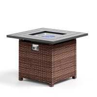 Wade Logan Braeya 24.8" H x 31.9" W Outdoor Fire Pit Table with Lid