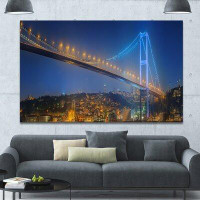 Design Art 'Bosphorus Bridge at Night Istanbul' Photographic Print on Wrapped Canvas