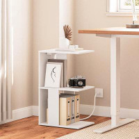 Ebern Designs End Table With Charging Station, Narrow Side Table For Small Spaces With USB Ports And Outlets, Bedside Ni