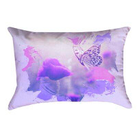 Ebern Designs Henagar Contemporary Watercolor Butterfly and Rose Concealed Zipper Pillow Cover