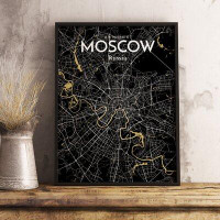 Made in Canada - Wrought Studio 'Moscow City Map' Graphic Art Print Poster in Luxe