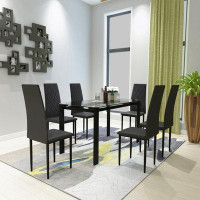 Ebern Designs 7-piece dining table set, dining table and chair