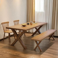 Gracie Oaks 4 - Person Burlywood Rectangular Solid Wood  Dining Table Set