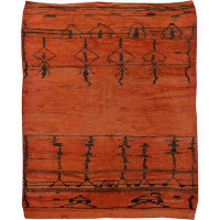 Doris Leslie Blau 6X8 Vintage Tribal Moroccan Motifs Orange, Black Handmade Wool Rug BB6211