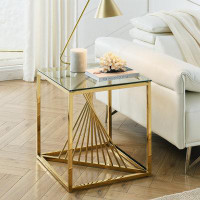 Everly Quinn 20 Inch Glass End Table