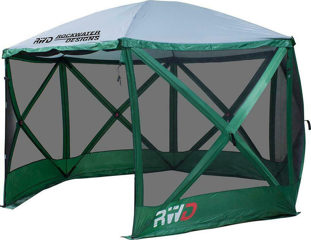 ROCKWATER DESIGNS INSTA-FLEX GAZEBO SCREEN TENT WITH RAIN FLAPS - Enjoy dining outdoors! in Fishing, Camping & Outdoors