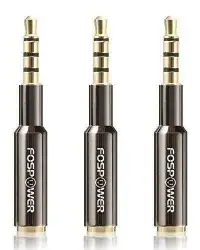 FosPower 3.5mm Male to Female Stereo Audio Jack Adapter - Extension, AUX Headphone Adapter - 4-Conductor TRRS, Gold Plat