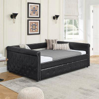 Red Barrel Studio Daybed With Trundle Upholstered Tufted Sofa Bed