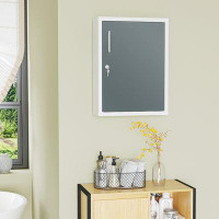 Wrought Studio Kleankin Lockable First Aid Wall Cabinet: Child & Pet Safe, Shelves Inside & Door, White/grey, Bathroom M