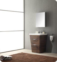 Milano 26 Inch Rosewood Modern Bathroom Vanity w/ Medicine Cab