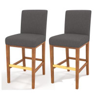 Red Barrel Studio Modernize Your Bar Area With Our Set Of 2, 30.25'' Contemporary Fabric Bar Stools In Sophisticated Dar