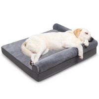 Tucker Murphy Pet™ Orthopedic Dog Bed Waterproof Dog Beds For Large Dogs Flannel Bolster Dog Couch Bed With Egg Crate Fo