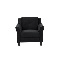 Ebern Designs Fashionable Living Room Sofa Single Seat, Black Fabric
