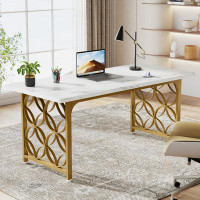 Mercer41 63-Inch Executive Desk, Modern Office Desk with Strong Metal Frame for Home Office