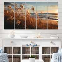 Design Art Beach Grass Sunkissed Sands I - Nautical & Beach Metal Wall Art Prints Set